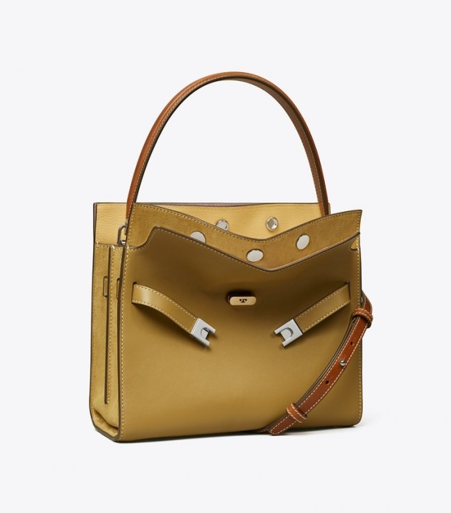 TORY BURCH SMALL LEE RADZIWILL COLORBLOCK DOUBLE BAG - Coconut Shell | Free Shipping