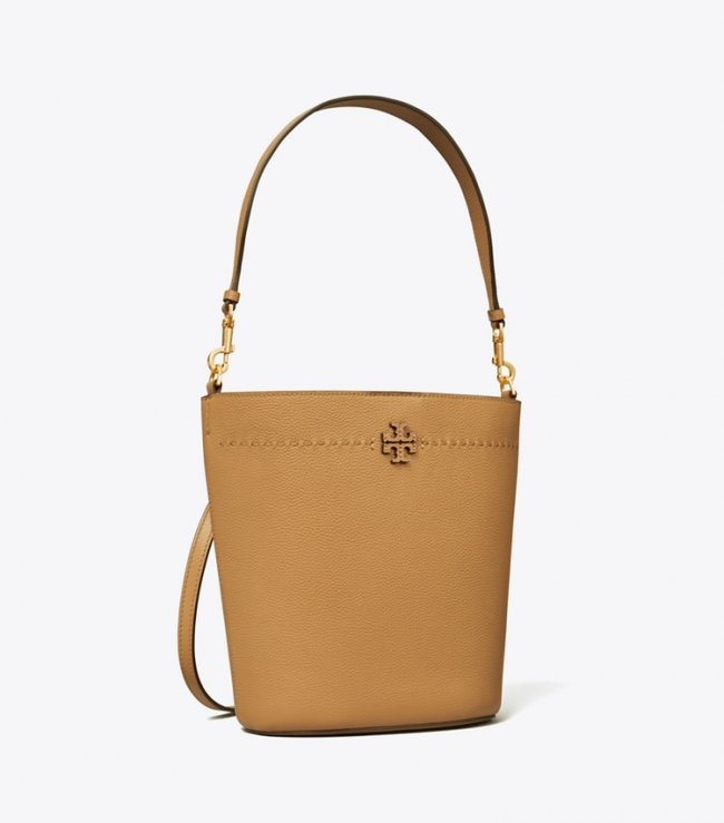 TORY BURCH MCGRAW BUCKET BAG - Tiramisu | Free Shipping