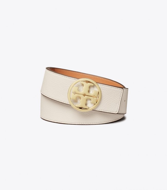 TORY BURCH 1.5"MILLER REVERSIBLE BELT - New Ivory / Natural Vachetta / Gold | Free Shipping
