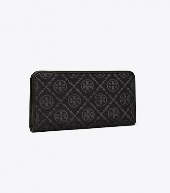 TORY BURCH T MONOGRAM ZIP SLIM WALLET - Black | Free Shipping