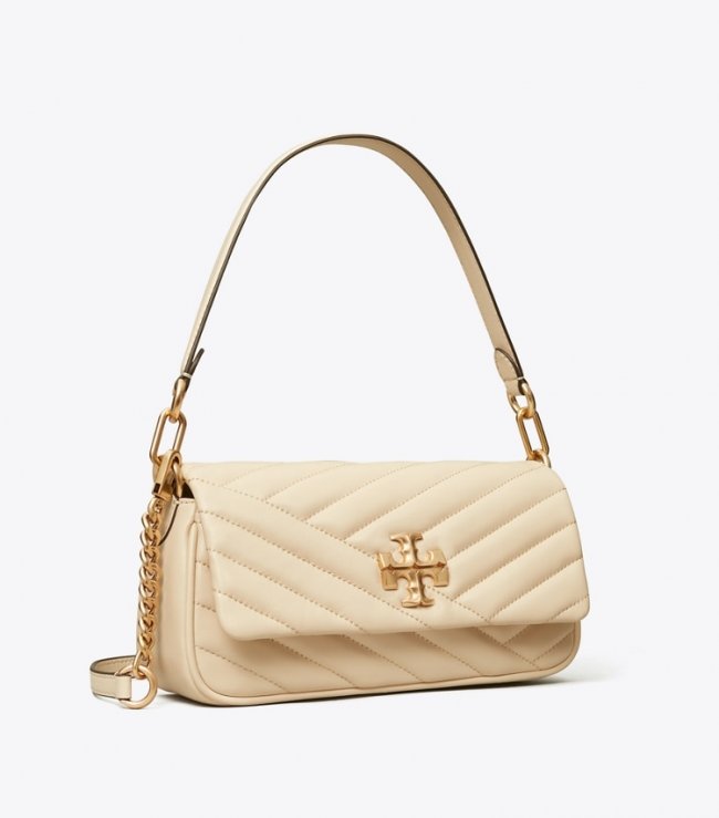 TORY BURCH SMALL KIRA CHEVRON FLAP SHOULDER BAG - New Cream | Free Shipping