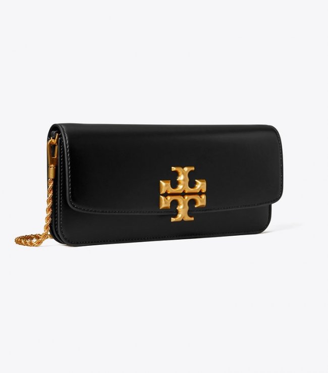 TORY BURCH ELEANOR CLUTCH - Black | Free Shipping