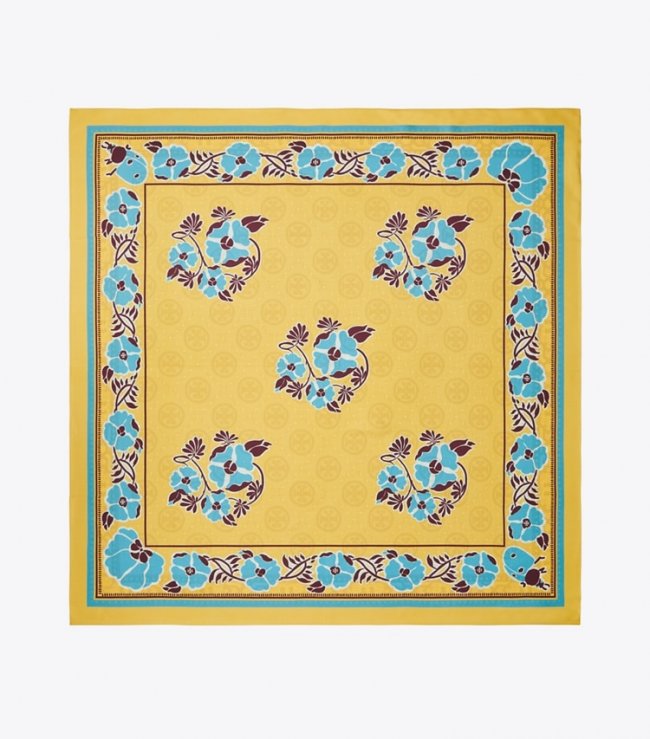 TORY BURCH MEDALLION FLORAL SILK SQUARE - Cornmeal | Free Shipping