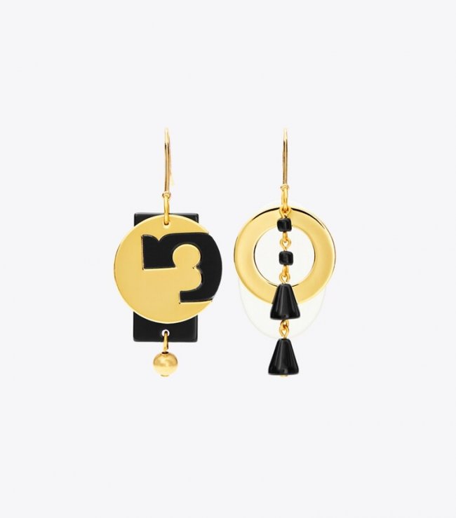 TORY BURCH GALAXY DROP EARRING - Tory Gold / Black / Multi | Free Shipping