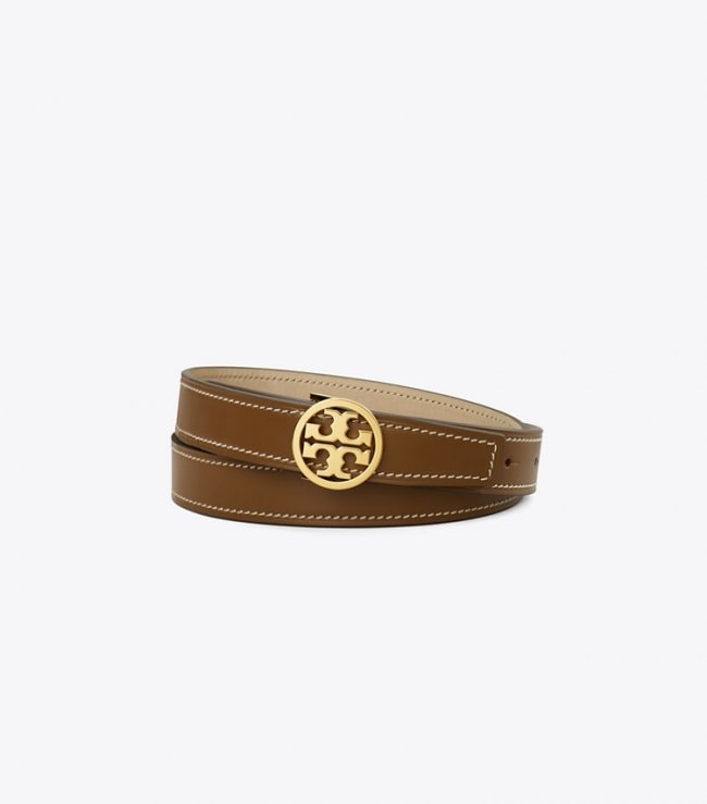 TORY BURCH 1"MILLER BELT - Moose / Gold | Free Shipping