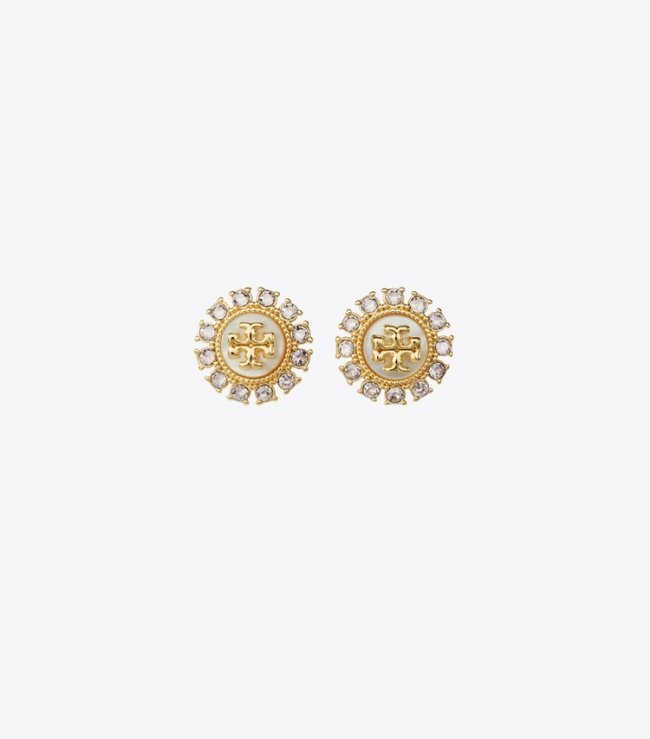TORY BURCH KIRA CRYSTAL STUD EARRING - Tory Gold / Mop / Crystal | Free Shipping