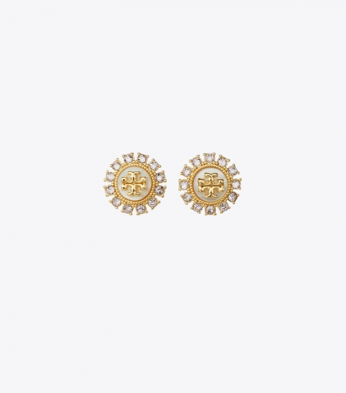 TORY BURCH KIRA CRYSTAL STUD EARRING - Tory Gold / Mop / Crystal | Free Shipping