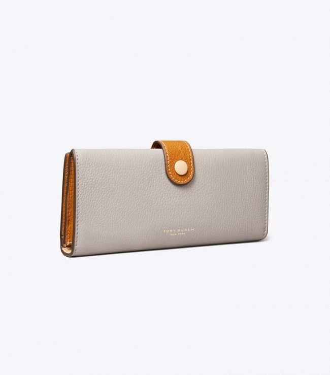 TORY BURCH COLORBLOCK LONG WALLET - Bay Gray Multi | Free Shipping