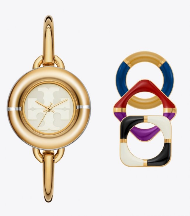 TORY BURCH MILLER WATCH GIFT SET, MULTI-COLOR/GOLD-TONE/STAINLESS STEEL - Ivory/Gold/Multi-Tone | Free Shipping
