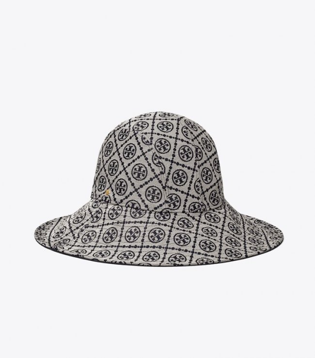 TORY BURCH T MONOGRAM REVERSIBLE BUCKET HAT - Navy / Royal Navy | Free Shipping