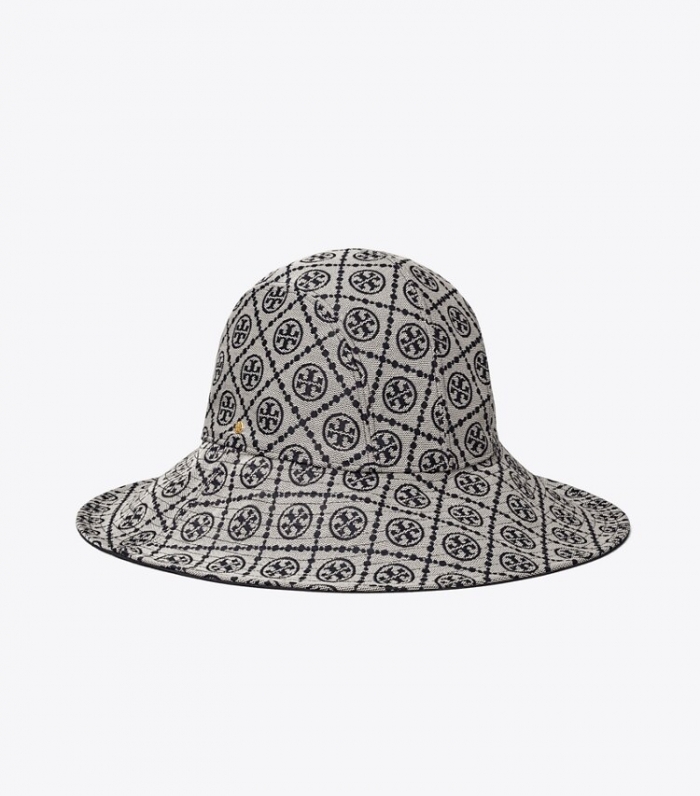 TORY BURCH T MONOGRAM REVERSIBLE BUCKET HAT - Navy / Royal Navy | Free Shipping