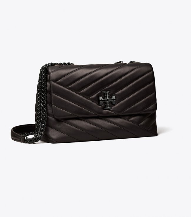 TORY BURCH SMALL KIRA CHEVRON CONVERTIBLE SHOULDER BAG - Black | Free Shipping