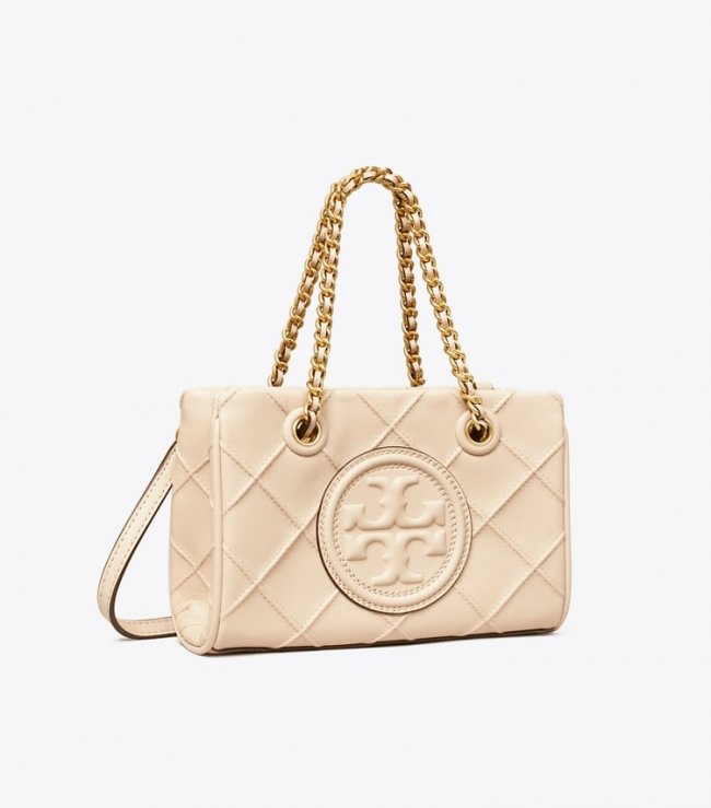 TORY BURCH MINI FLEMING SOFT CHAIN TOTE - New Cream | Free Shipping
