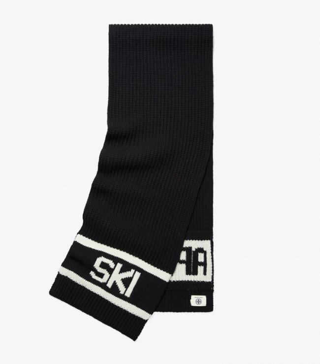 TORY BURCH APReS SKI SCARF - Sport Black / French Cream | Free Shipping