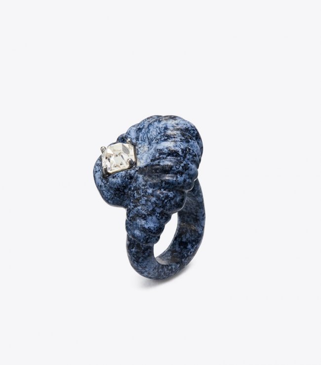 TORY BURCH CARVED SEMI-PRECIOUS RING - Blue | Free Shipping