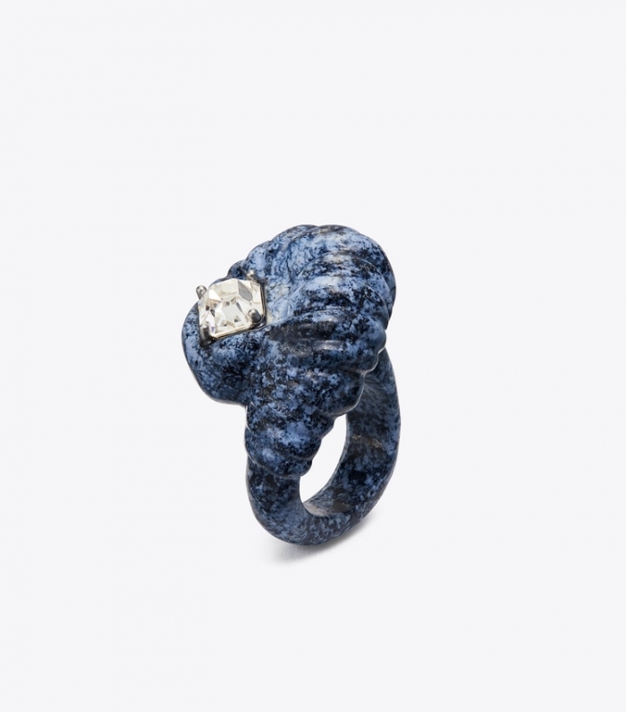 TORY BURCH CARVED SEMI-PRECIOUS RING - Blue | Free Shipping