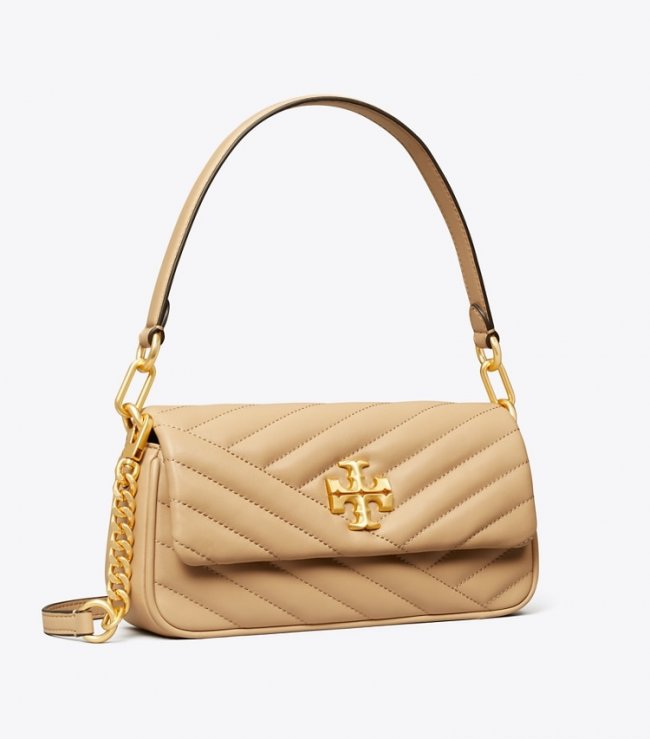 TORY BURCH SMALL KIRA CHEVRON FLAP SHOULDER BAG - Desert Dune | Free Shipping