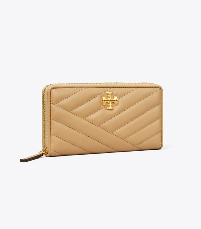 TORY BURCH KIRA CHEVRON ZIP CONTINENTAL WALLET - Desert Dune | Free Shipping