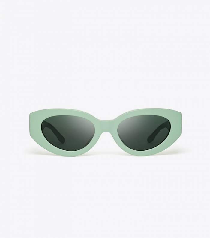 TORY BURCH KIRA CAT-EYE SUNGLASSES - Solid Mint/Solid Grey | Free Shipping