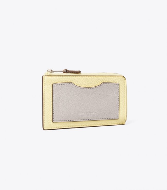TORY BURCH COLORBLOCK ZIP CARD CASE - Pastel Yellow Multi | Free Shipping
