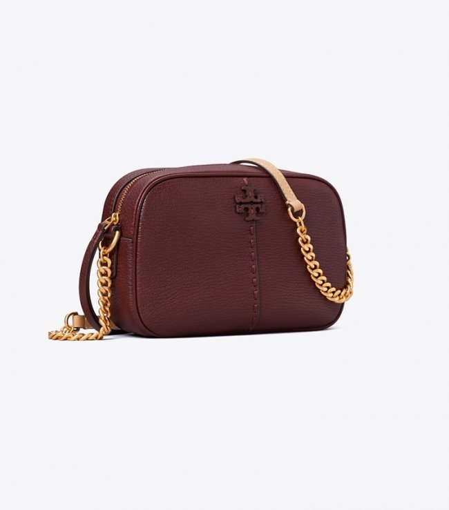 TORY BURCH MCGRAW TEXTURED LEATHER CAMERA BAG - Muscadine | Free Shipping