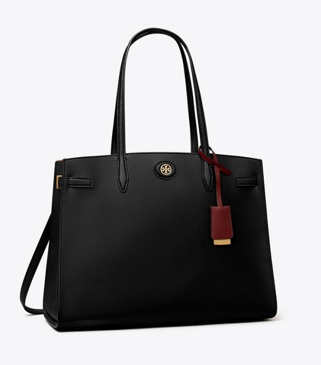 TORY BURCH ROBINSON SATCHEL - Black | Free Shipping