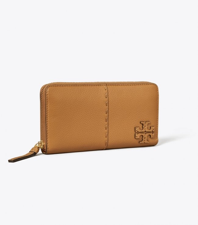 TORY BURCH MCGRAW ZIP CONTINENTAL WALLET - Tiramisu | Free Shipping