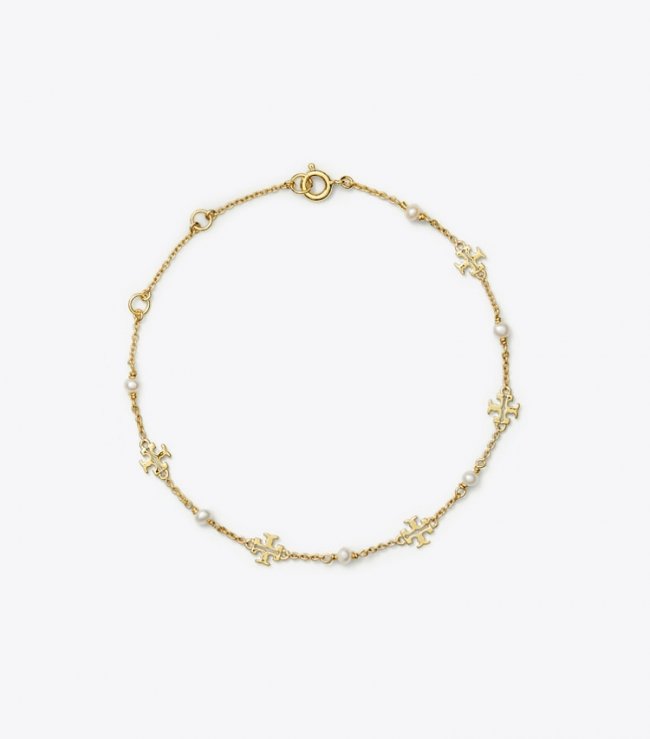 TORY BURCH KIRA PEARL DELICATE CHAIN BRACELET - Tory Gold / Pearl | Free Shipping