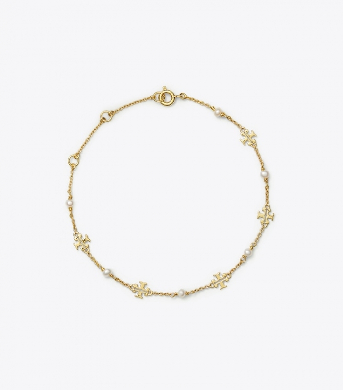 TORY BURCH KIRA PEARL DELICATE CHAIN BRACELET - Tory Gold / Pearl | Free Shipping
