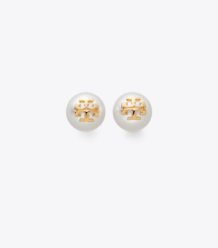 TORY BURCH KIRA PEARL STUD EARRING - Ivory/Tory Gold | Free Shipping