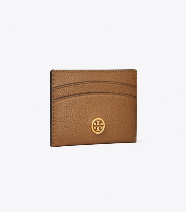 TORY BURCH ROBINSON PEBBLED CARD CASE - Tiger's Eye | Free Shipping