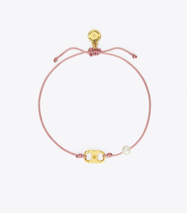 TORY BURCH EMBRACE AMBITION BRACELET - Tory Gold / Pink / Cream | Free Shipping