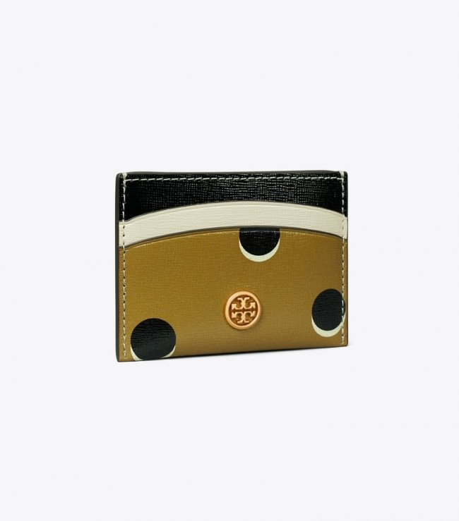 TORY BURCH ROBINSON DOTTED CARD CASE - Taupe Loop Dot | Free Shipping
