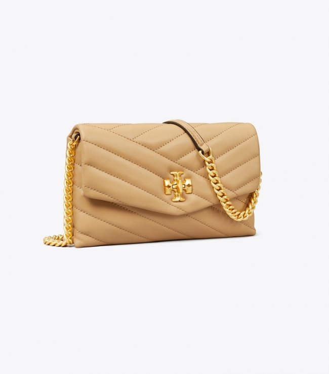 TORY BURCH KIRA CHEVRON CHAIN WALLET - Desert Dune | Free Shipping
