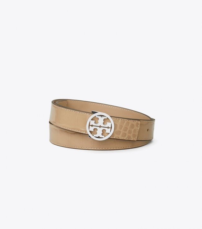 TORY BURCH 1"MILLER CROC BELT - Terre / Silver | Free Shipping