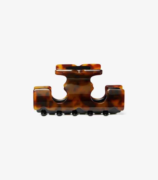 TORY BURCH SERIF-T HAIR CLIP - Tortoise | Free Shipping