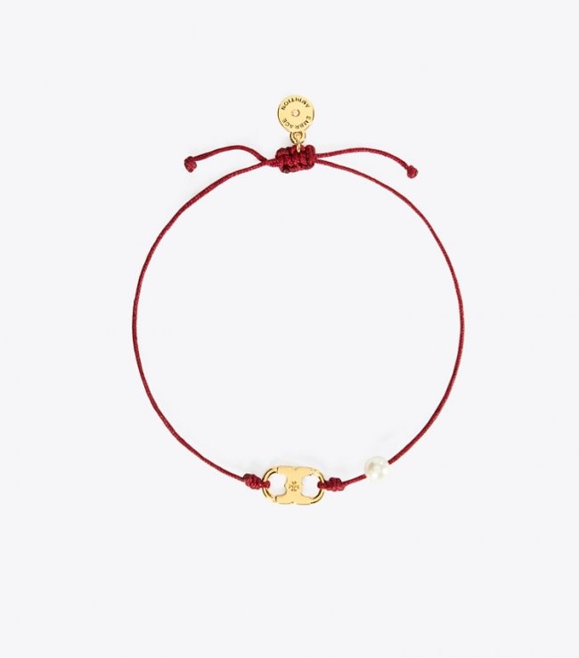TORY BURCH EMBRACE AMBITION BRACELET - Tory Gold / Burgundy / Cream | Free Shipping
