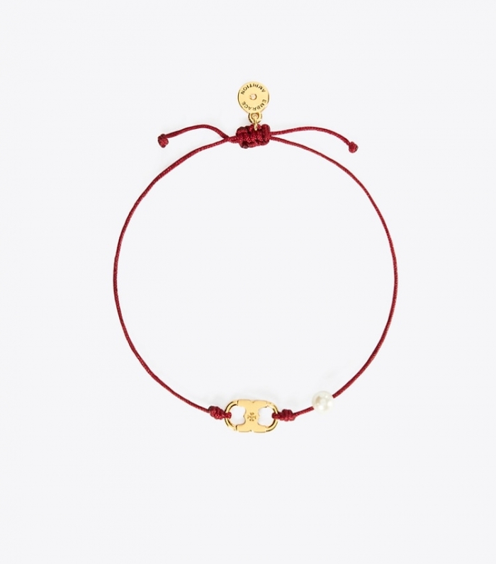TORY BURCH EMBRACE AMBITION BRACELET - Tory Gold / Burgundy / Cream | Free Shipping