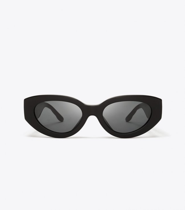 TORY BURCH KIRA CAT-EYE SUNGLASSES - Black/Solid Grey | Free Shipping