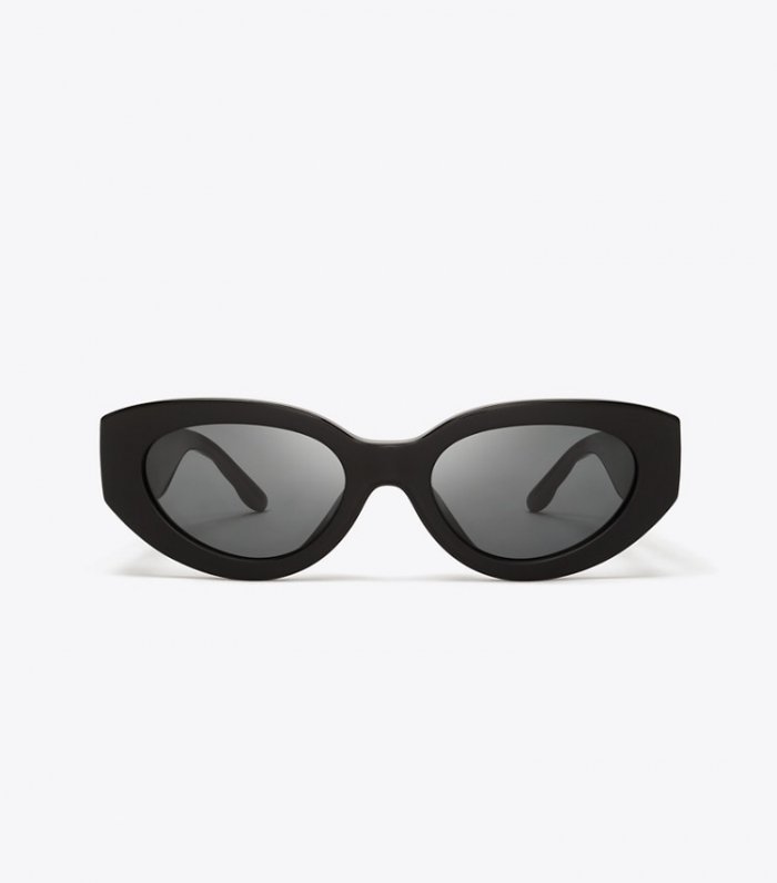 TORY BURCH KIRA CAT-EYE SUNGLASSES - Black/Solid Grey | Free Shipping