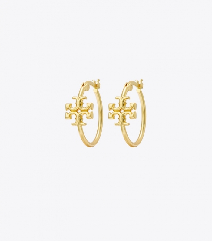 TORY BURCH SMALL ELEANOR HOOP EARRING - Tory Gold | Free Shipping