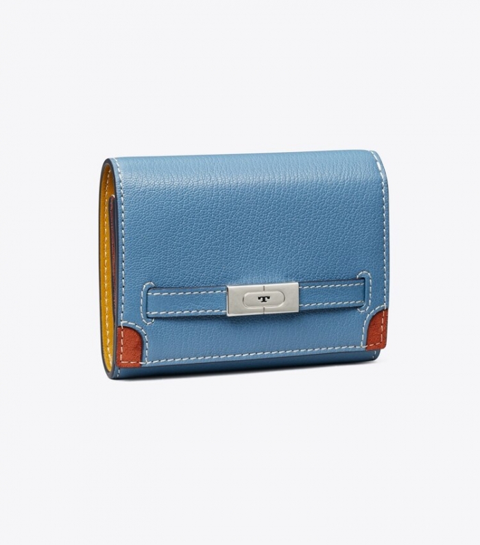 TORY BURCH T TEXTURED MEDIUM WALLET - Steel Blue | Free Shipping