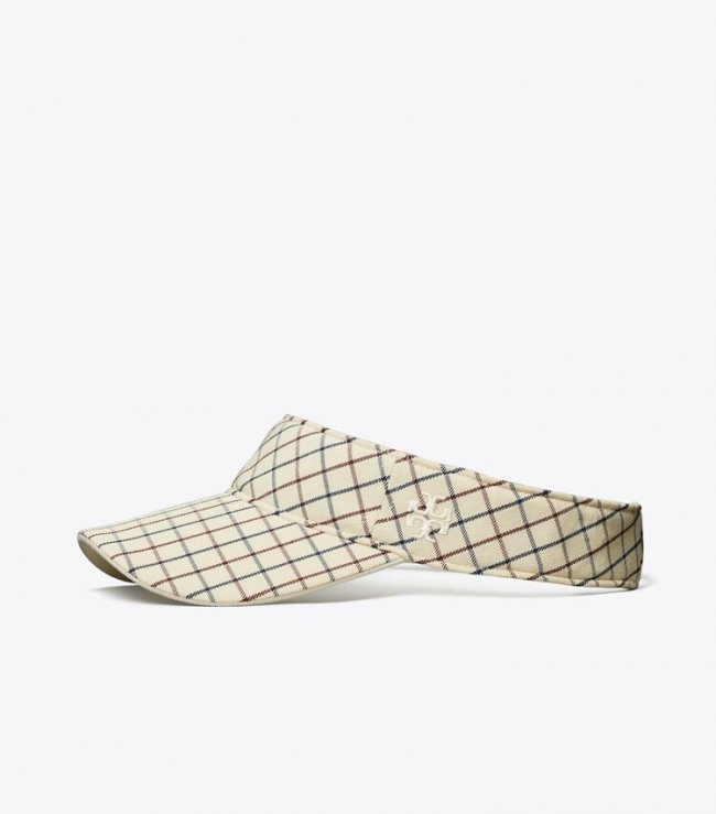 TORY BURCH PRINTED ADJUSTABLE PERFORMANCE VISOR - Winetasting Mini Plaid | Free Shipping