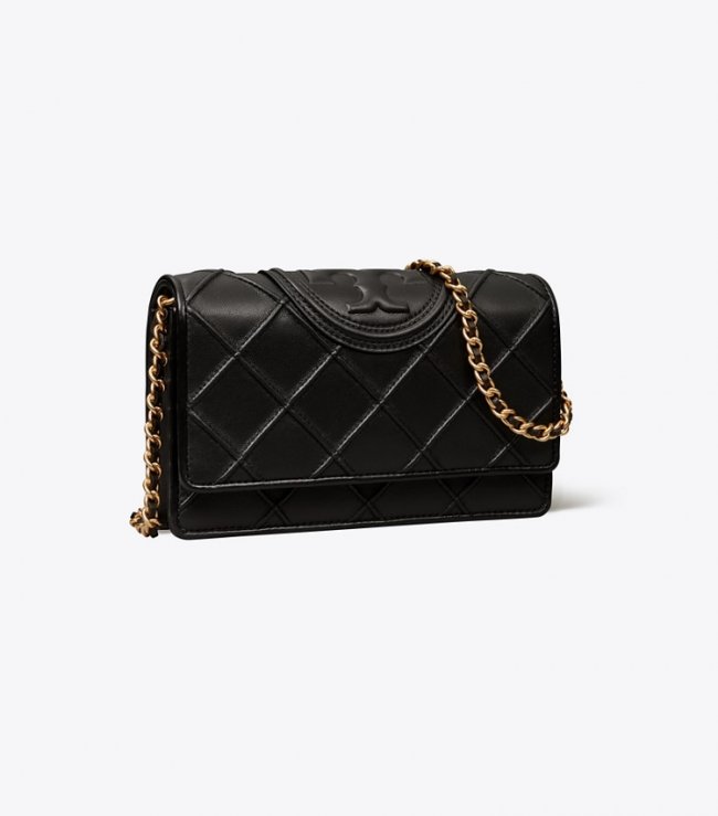 TORY BURCH FLEMING SOFT CHAIN WALLET - Black | Free Shipping