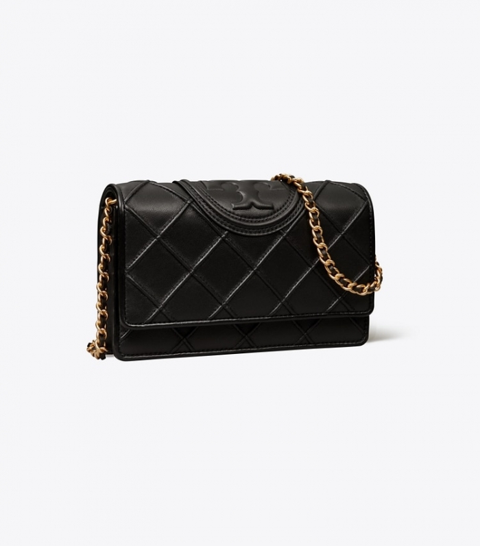 TORY BURCH FLEMING SOFT CHAIN WALLET - Black | Free Shipping