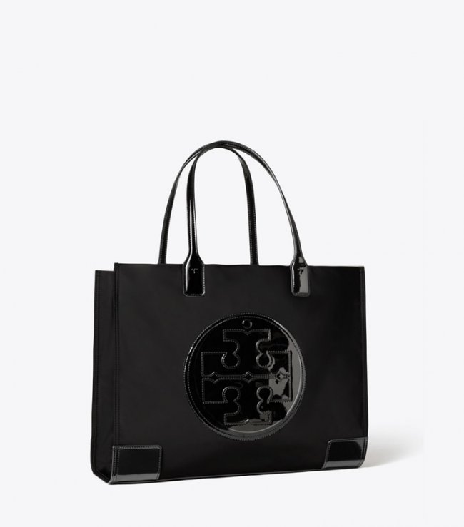 TORY BURCH SMALL ELLA PATENT TOTE BAG - Black | Free Shipping